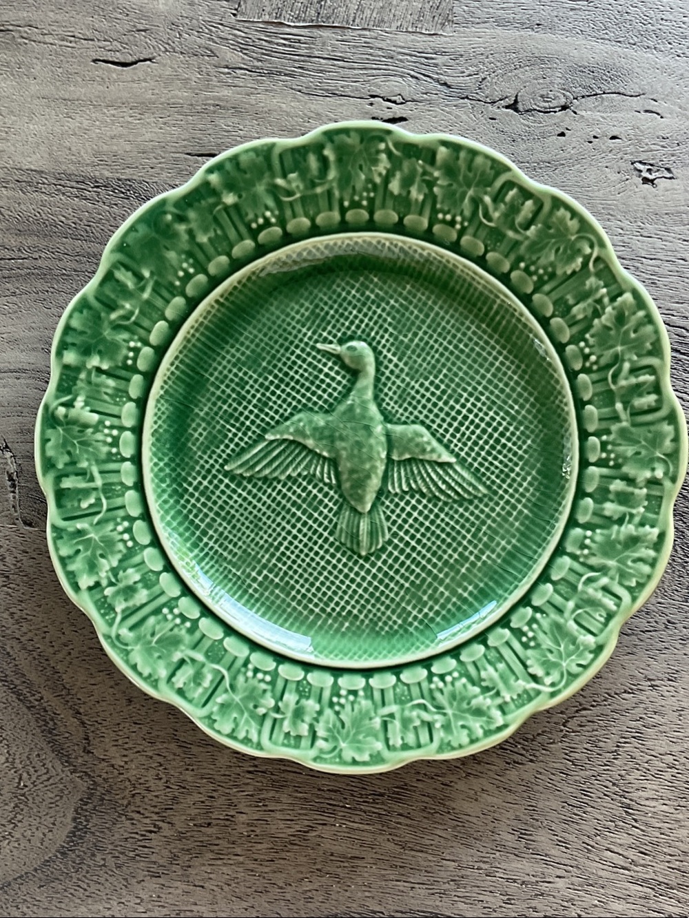 Bordallo Pinheiro Farm Collection Green Duck 8” Plate